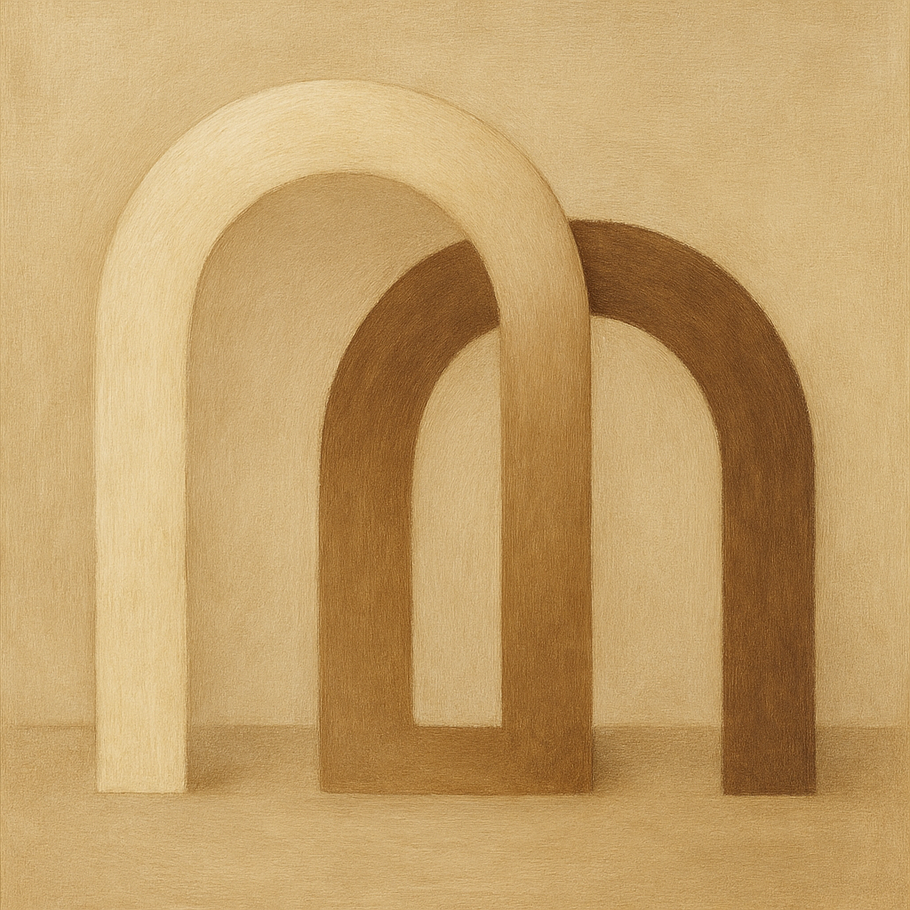 Minimalist Japandi Archways No. 10 - Modern Fine Art Oil Painting - View 1
