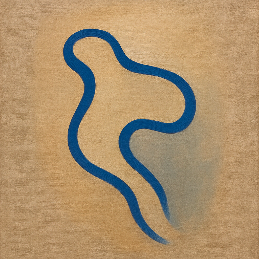 Cobalt Blue & Pale Oat Contour No. 8 - Modern Fine Art Oil Painting - View 1