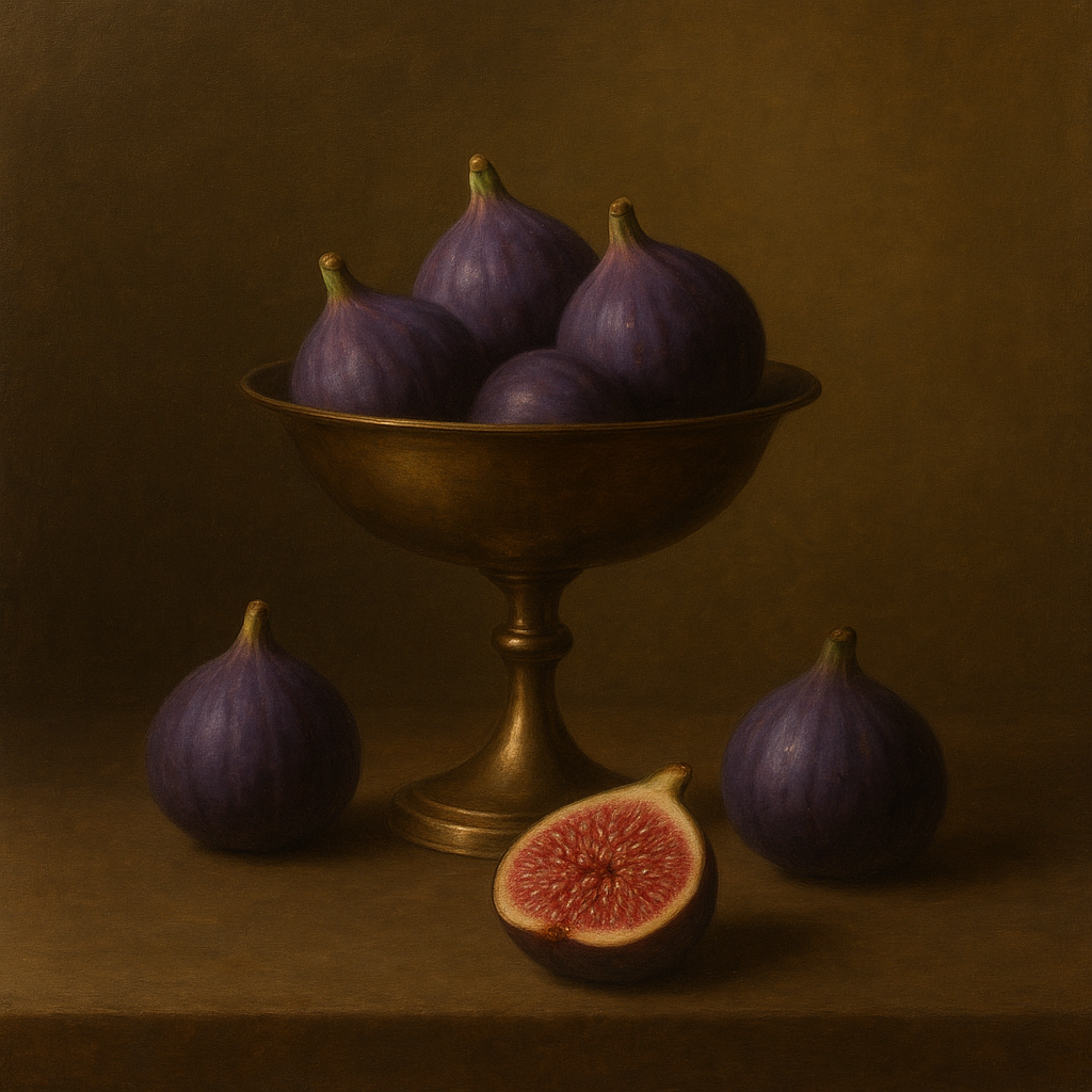 Ripe Figs & Bronze Compote Still Life No. 9 Oil Painting - View 1