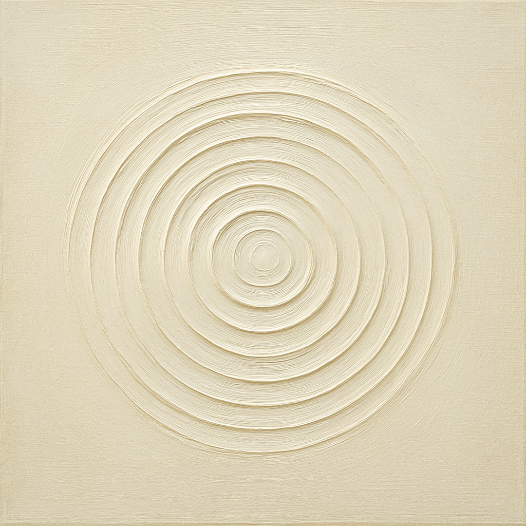 Concentric Zen Circles in Ivory No. 8 - Modern Fine Art Oil Painting - View 1