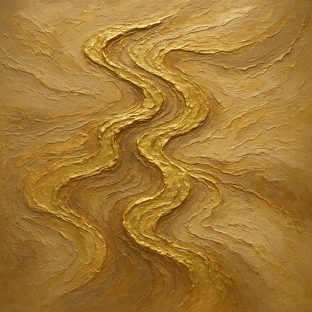 Abstract Gold Leaf Topography Oil Painting - View 1