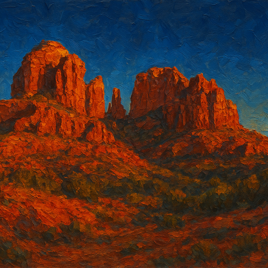 Sedona Red Rock Canyon Landscape Oil Painting - 100% Hand-Painted Master Oil Painting