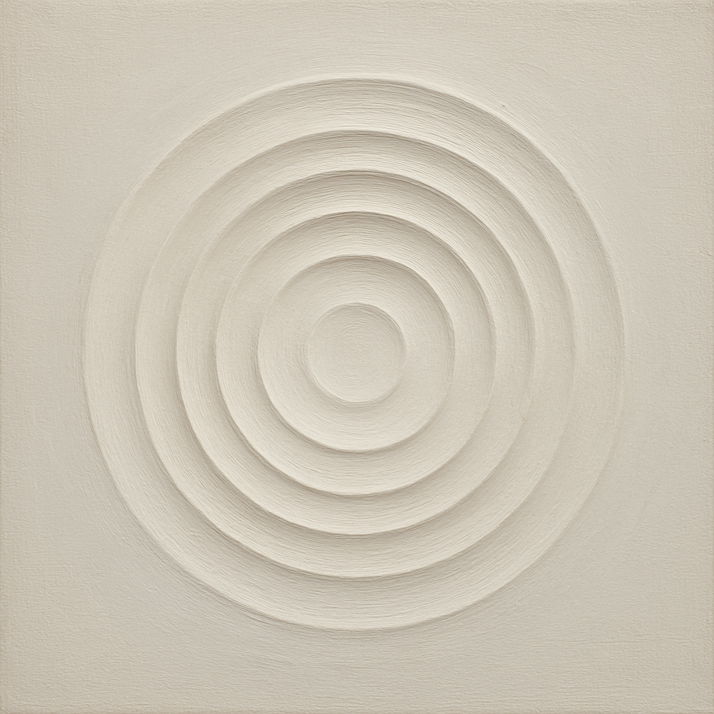 Concentric Zen Circles in Ivory No. 8 - Modern Fine Art Oil Painting - View 1