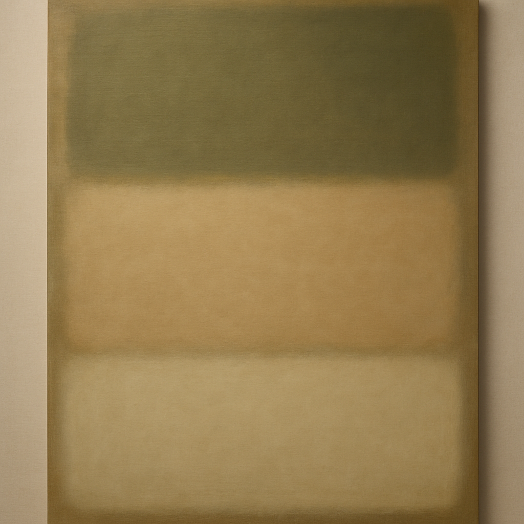 Sage Olive & Pale Sandstone Minimalist Harmony No. 22 Oil Painting - View 1