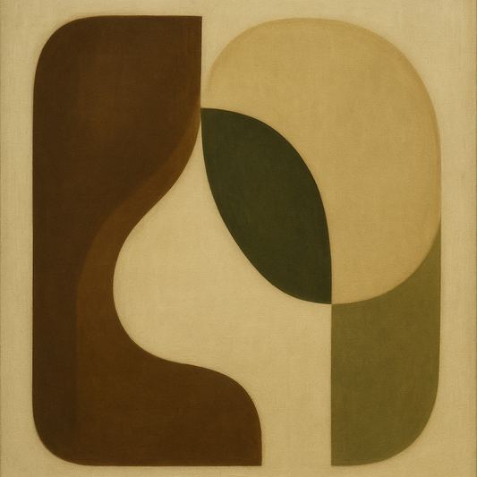Minimalist Asymmetrical Balance in Raw Umber No. 7 Oil Painting - View 1
