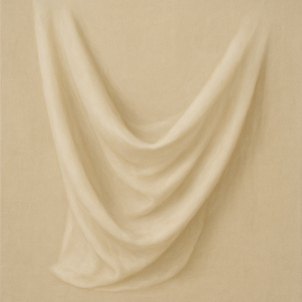 Alabaster Linen Texture Fold No. 4 - Modern Fine Art Oil Painting - View 1