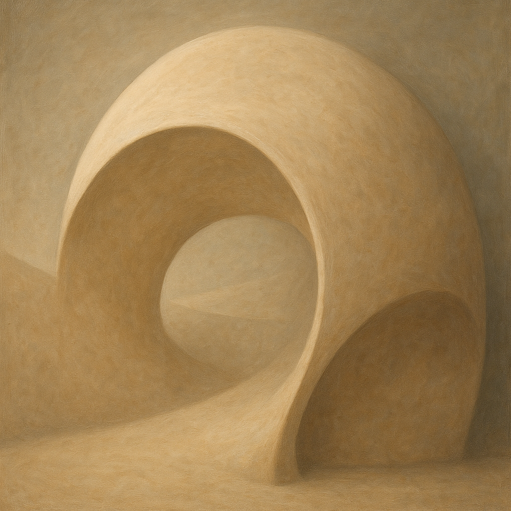 Soft Architectural Curve in Desert Bone No. 19 Oil Painting - View 1
