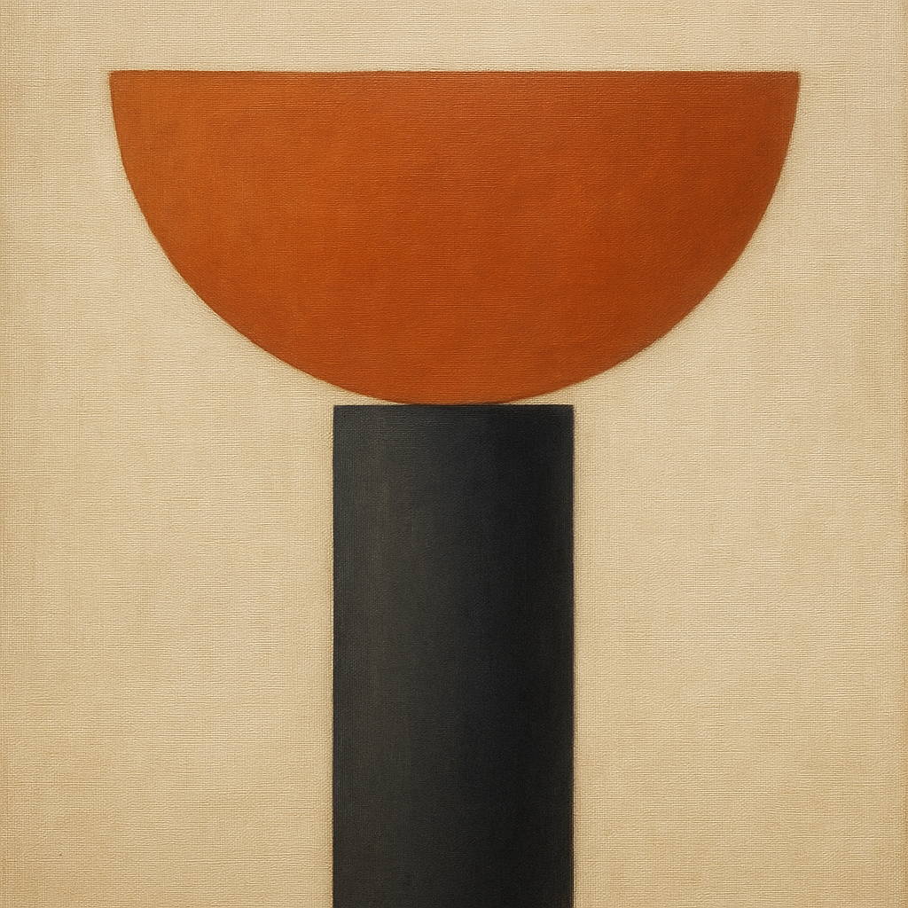 Semicircle Horizon & Minimalist Pillar No. 19 Oil Painting - View 1