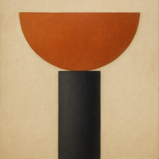 Semicircle Horizon & Minimalist Pillar No. 19 Oil Painting 100% Hand Painted Oil on Belgian Linen Canvas, Original Fine Art Wall Decor