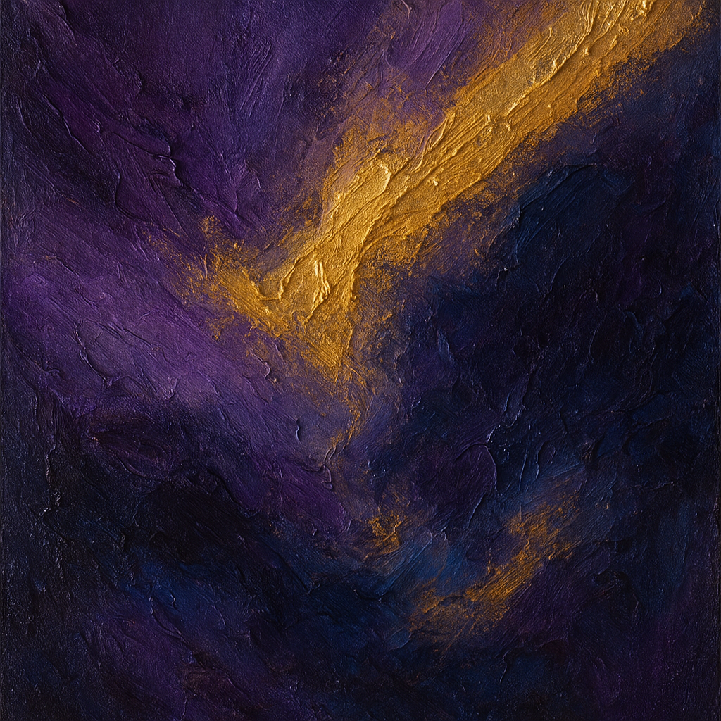 Amethyst Shadow & Celestial Gold No. 2 Oil Painting - 100% Hand-Painted Master Oil Painting