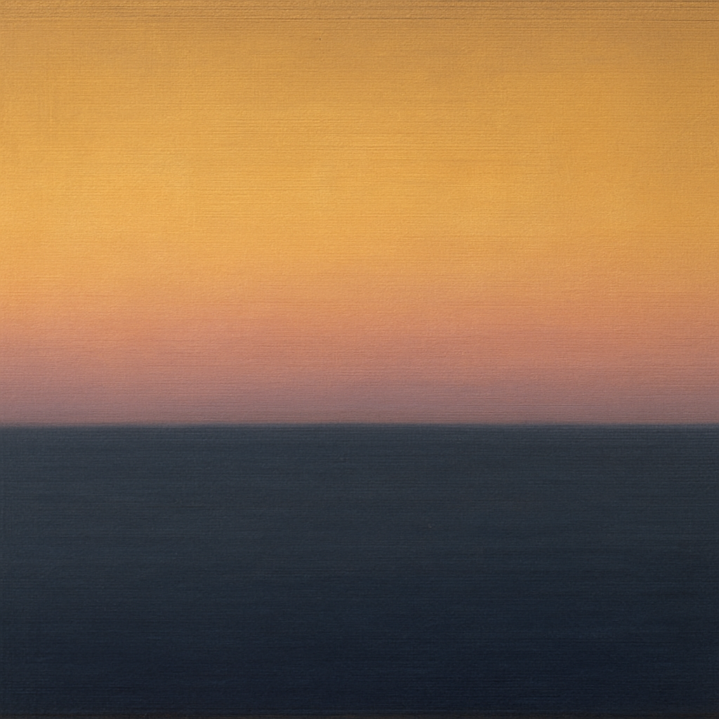 Dusk Horizon in Pale Lavender & Slate No. 3 - Modern Fine Art Oil Painting - View 1