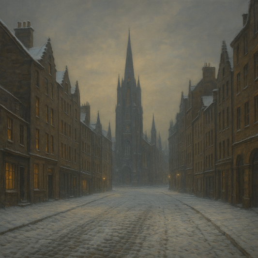 Edinburgh Old Town Royal Mile in Snow No. 21 Oil Painting 100% Hand Painted Oil on Belgian Linen Canvas, Original Fine Art Wall Decor