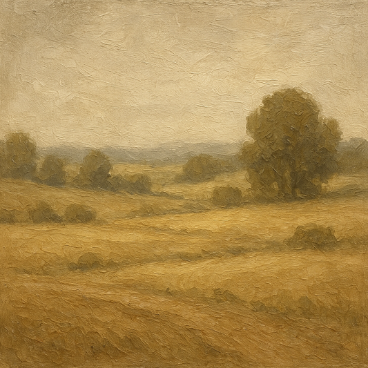 Earthy Linen Plaster Countryside Calm No. 3 Oil Painting - 100% Hand-Painted Master Oil Painting