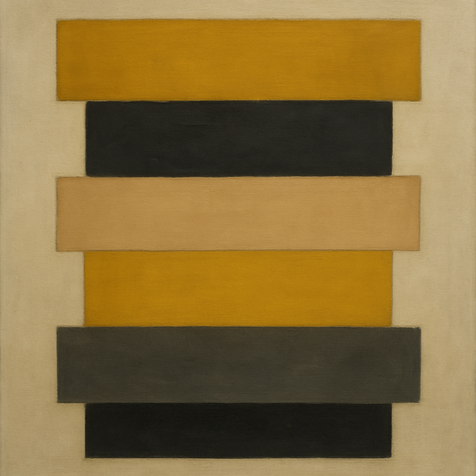 Stacked Horizon Blocks in Mustard & Charcoal No. 9 Oil Painting 100% Hand Painted Oil on Belgian Linen Canvas, Original Fine Art Wall Decor