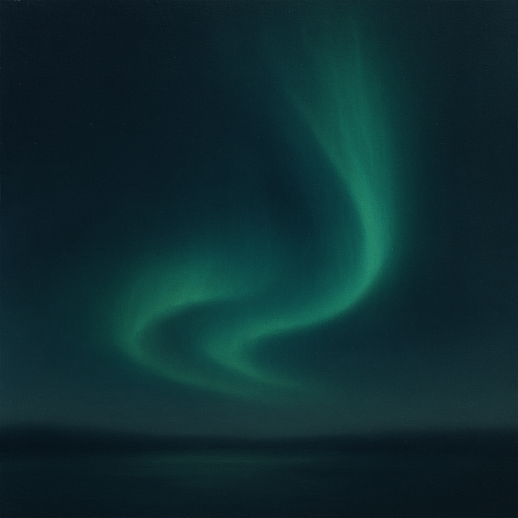 Aurora Borealis Veil in Deep Midnight Indigo No. 12 Oil Painting - View 1