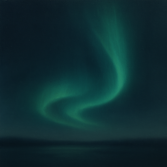 Aurora Borealis Veil in Deep Midnight Indigo No. 12 Oil Painting 100% Hand Painted Oil on Belgian Linen Canvas, Original Fine Art Wall Decor