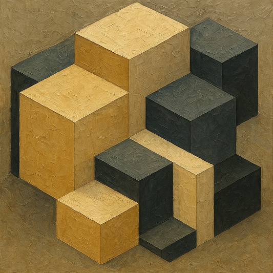 Isometric Modernist Cube Abstraction No. 7 Oil Painting - 100% Hand-Painted Master Oil Painting
