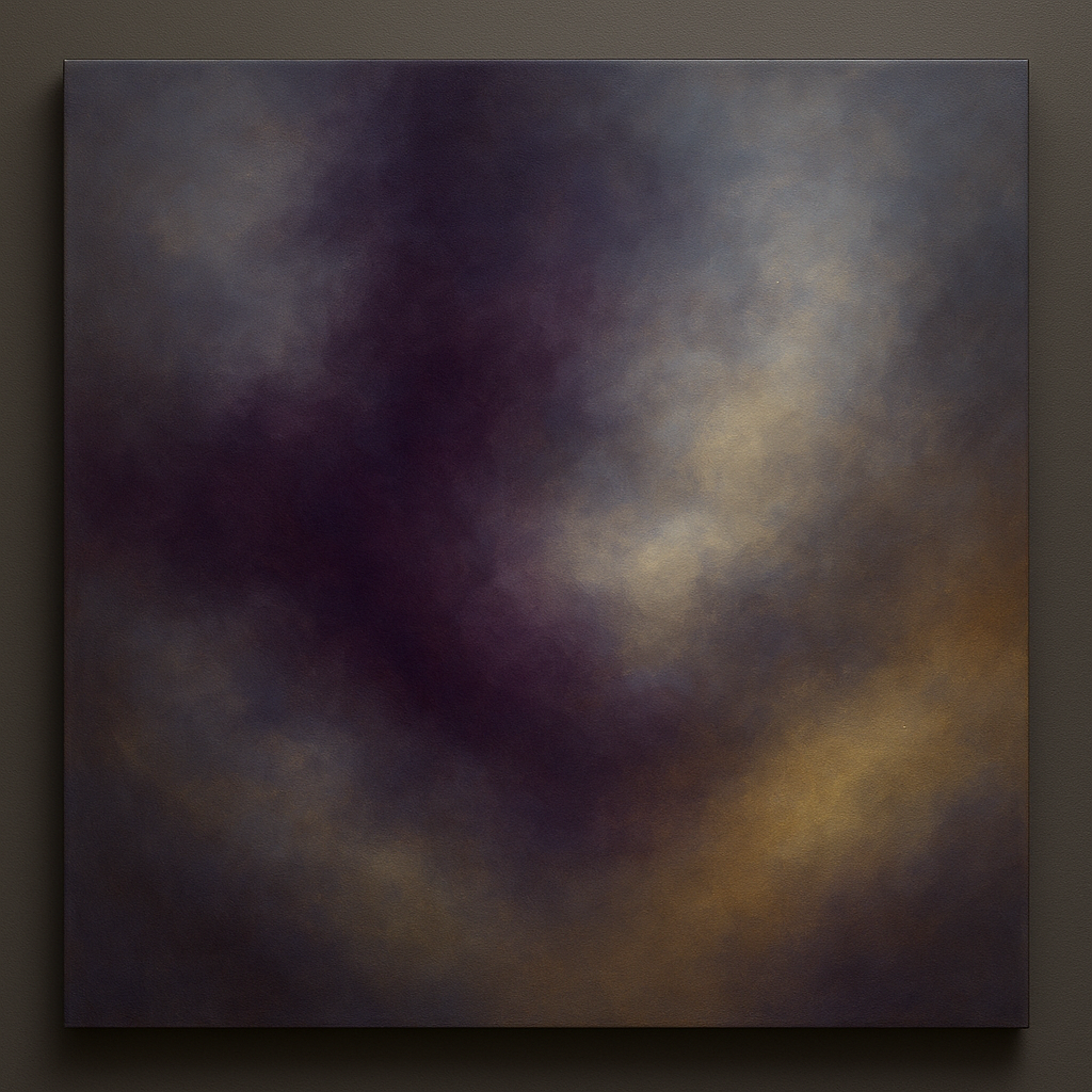 Gilded Plum & Soft Smoke Cloud Harmony No. 17 Oil Painting - View 1