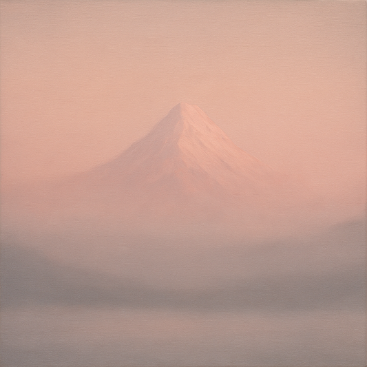 Pale Alpenglow over Distant Glacial Peak No. 3 Oil Painting 100% Hand Painted Oil on Belgian Linen Canvas, Original Fine Art Wall Decor