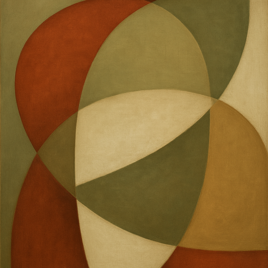 Intersecting Curved Forms in Olive & Rust No. 22 Oil Painting 100% Hand Painted Oil on Belgian Linen Canvas, Original Fine Art Wall Decor