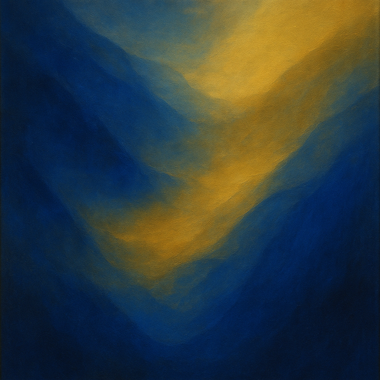 Lapis Lazuli & Golden Ochre Luminous Field Oil Painting - View 1
