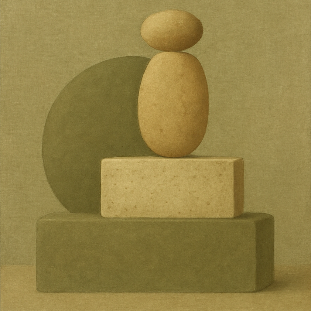 Muted Olive & Sandstone Geometric Balance No. 3 Oil Painting 100% Hand Painted Oil on Belgian Linen Canvas, Original Fine Art Wall Decor