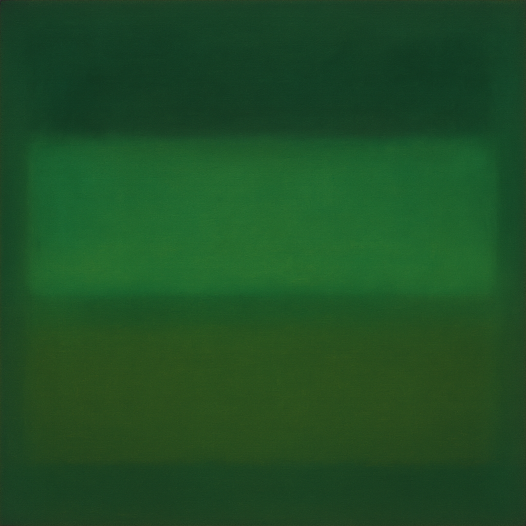 Forest Emerald & Deep Moss Contemplative Field No. 20 Oil Painting - View 1