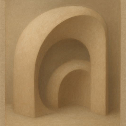 Soft Architectural Curve in Desert Bone No. 25 Oil Painting 100% Hand Painted Oil on Belgian Linen Canvas, Original Fine Art Wall Decor
