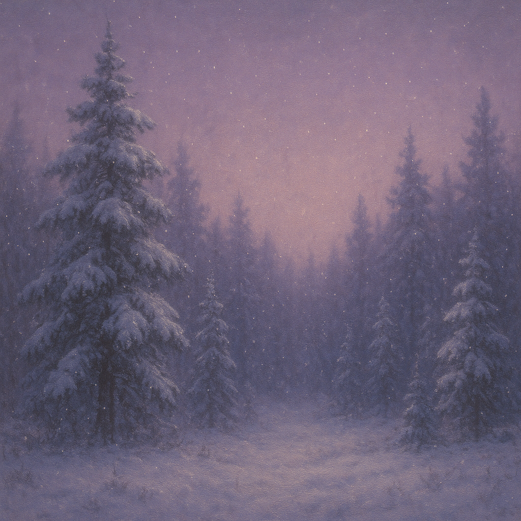 Quiet Pine Forest in Gentle Twilight Snow No. 7 Oil Painting 100% Hand Painted Oil on Belgian Linen Canvas, Original Fine Art Wall Decor