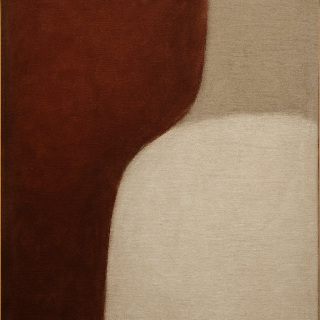 Burnt Umber & Greige Duet No. 7 - Modern Fine Art Oil Painting - View 1