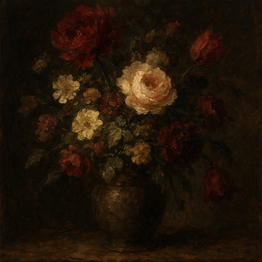 Dutch Golden Age Moody Floral Still Life No. 5 Oil Painting - 100% Hand-Painted Master Oil Painting