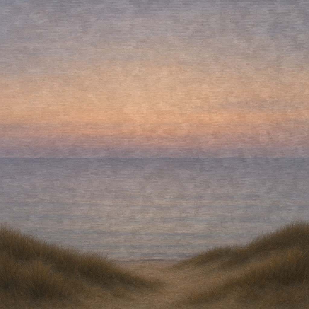 Pastel Dusk Horizon over Calm Atlantic Waters No. 4 Oil Painting - View 1