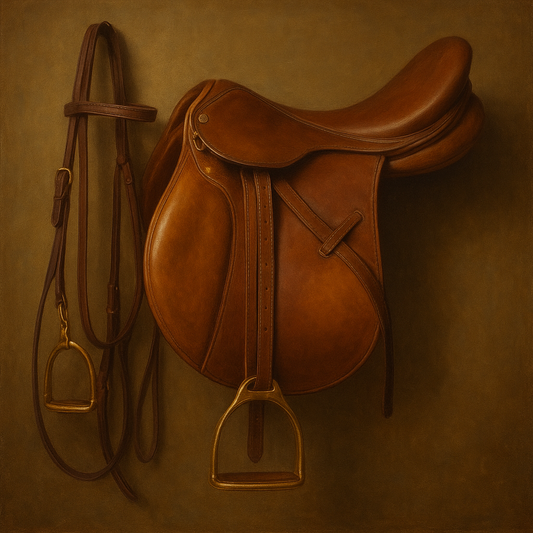 Vintage Bridle & Polished Leather Saddle No. 17 Oil Painting - View 1