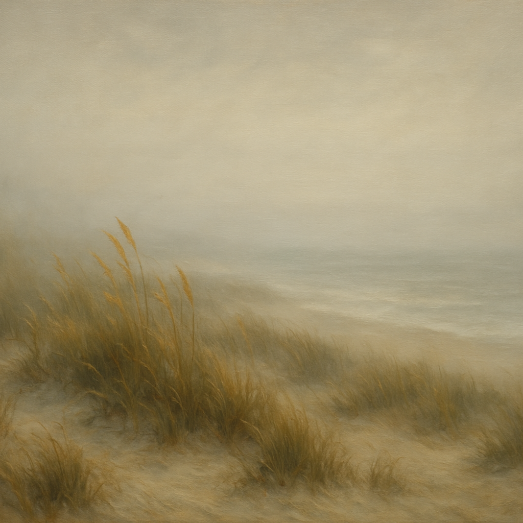 Ethereal Coastal Sea Fog over Silent Dunes No. 6 Fine Art Oil Painting - View 1