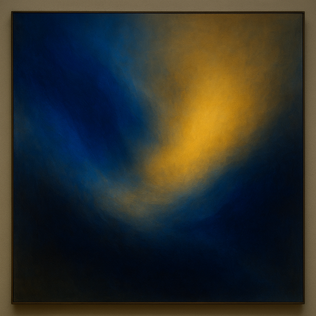 Lapis Lazuli & Golden Ochre Luminous Field No. 19 Oil Painting 100% Hand Painted Oil on Belgian Linen Canvas, Original Fine Art Wall Decor