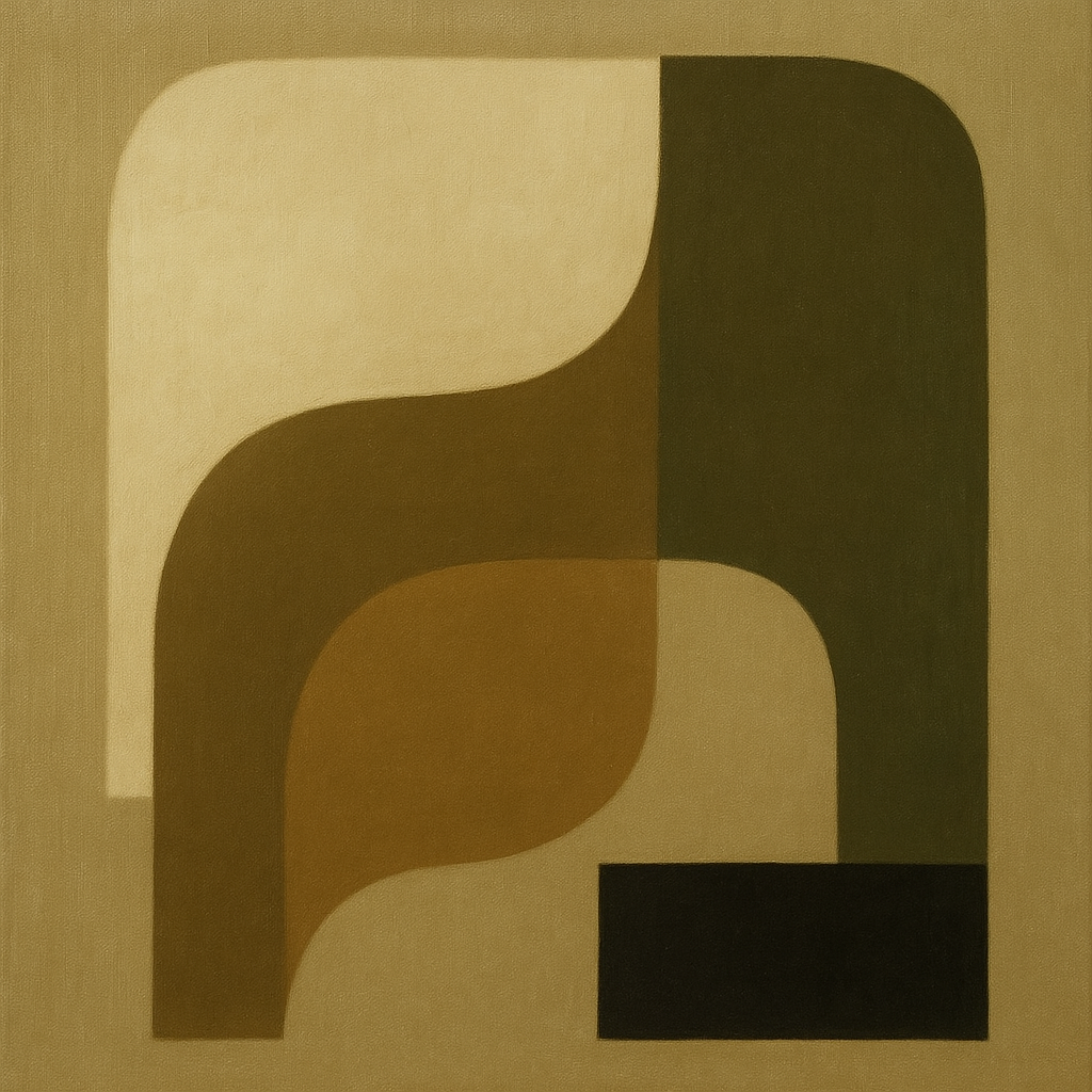 Minimalist Asymmetrical Balance in Raw Umber No. 2 Oil Painting - View 1