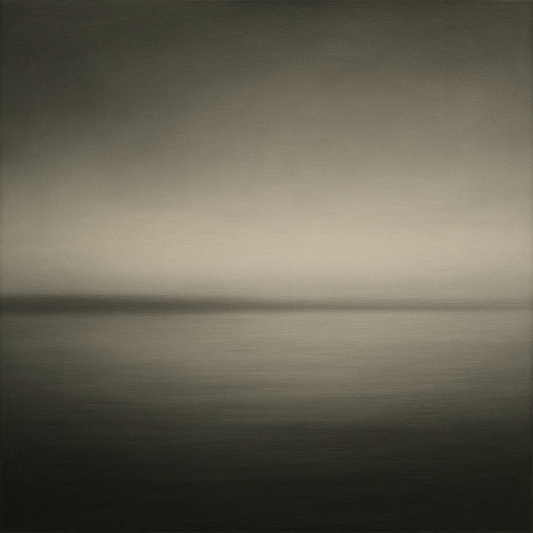 Monochrome Charcoal Drift & Soft Sfumato Horizon No. 24 Oil Painting 100% Hand Painted Oil on Belgian Linen Canvas, Original Fine Art Wall Decor