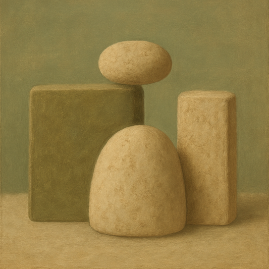 Muted Olive & Sandstone Geometric Balance No. 15 Oil Painting 100% Hand Painted Oil on Belgian Linen Canvas, Original Fine Art Wall Decor