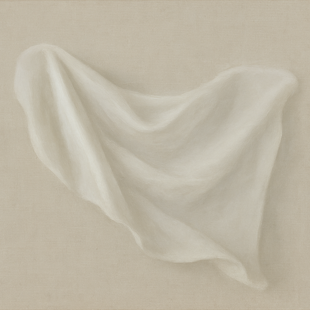 Alabaster Linen Texture Fold No. 4 - Modern Fine Art Oil Painting - View 1