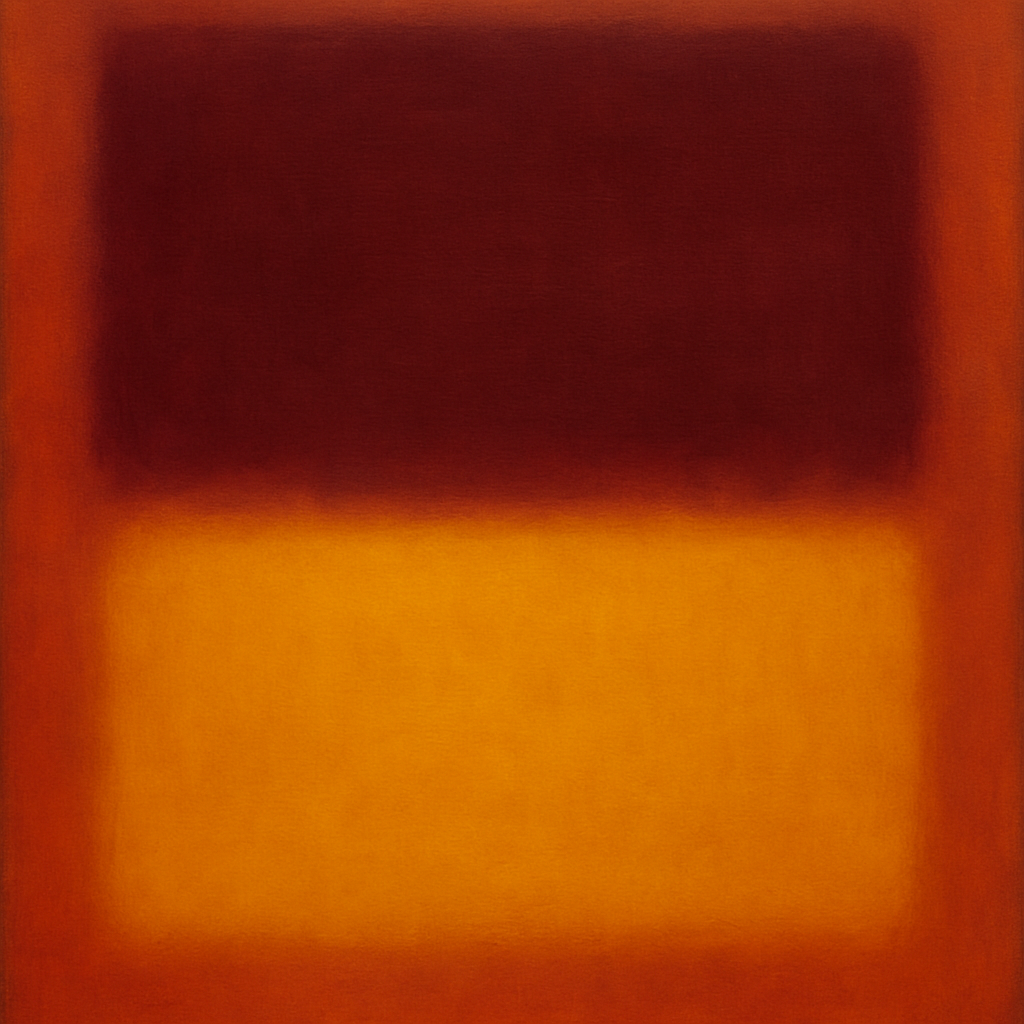 Crimson Burgundy & Saffron Gold Color Vibrations No. 8 Oil Painting - View 1