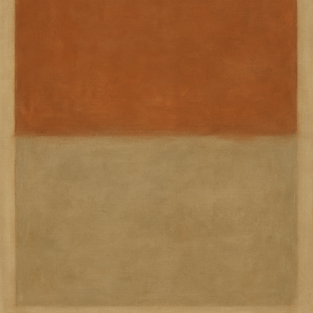 Terracotta & Greige Earth Bands No. 6 - Modern Fine Art Oil Painting - View 1