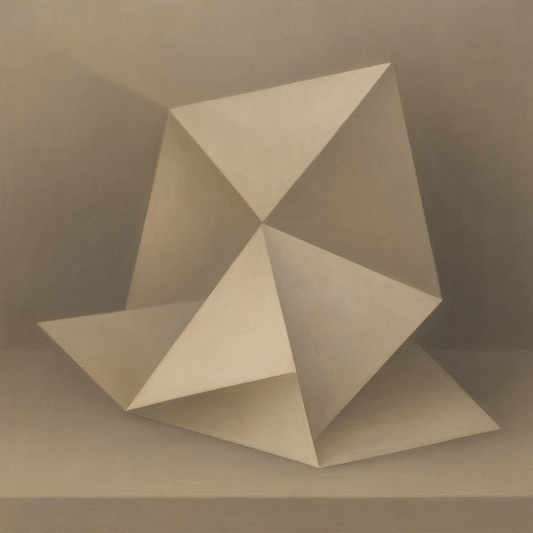 Folded Paper Geometry in Neutral Gradient Shadows No. 21 Oil Painting - View 1