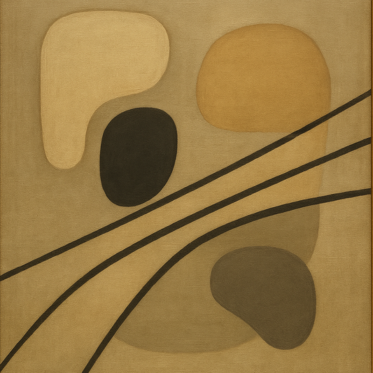 Organic Pebble Contours & Slanted Lines No. 17 Oil Painting 100% Hand Painted Oil on Belgian Linen Canvas, Original Fine Art Wall Decor