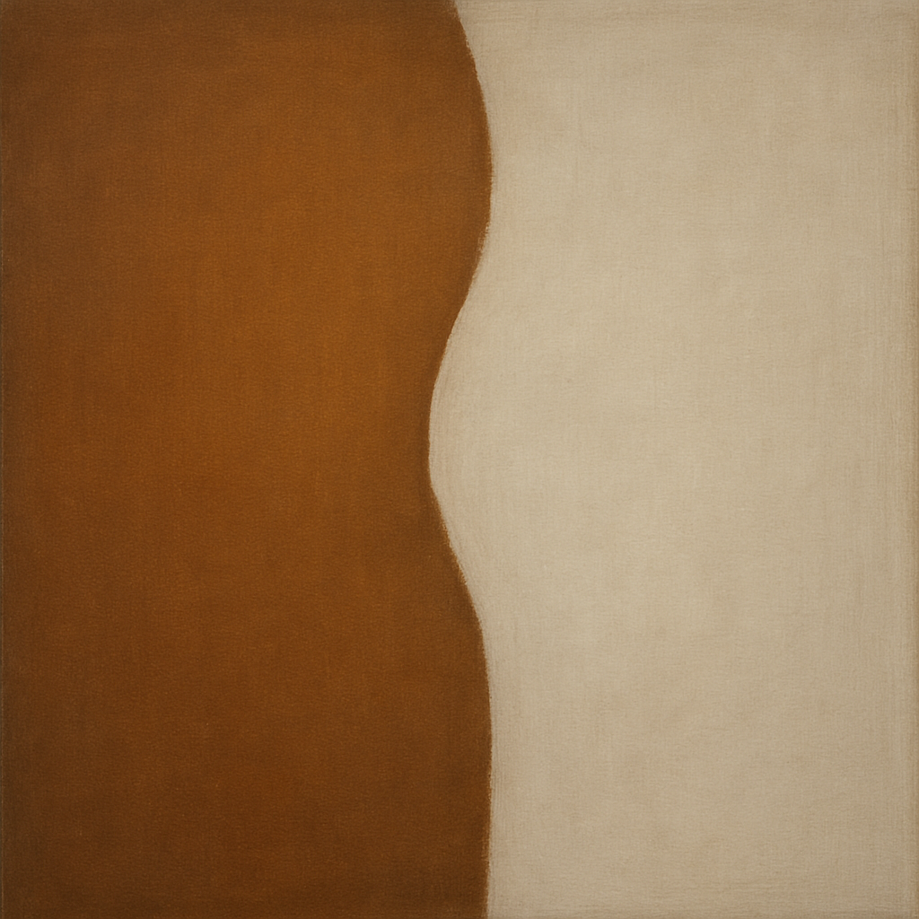 Burnt Umber & Greige Duet No. 7 - Modern Fine Art Oil Painting - View 1