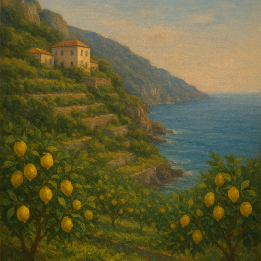 Italian Amalfi Coastline Terraces & Lemon Grove No. 7 Oil Painting - View 1