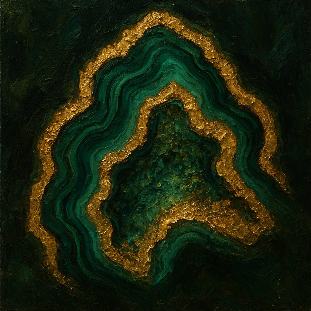 Forest Malachite & Gilded Geode No. 2 Oil Painting - 100% Hand-Painted Master Oil Painting