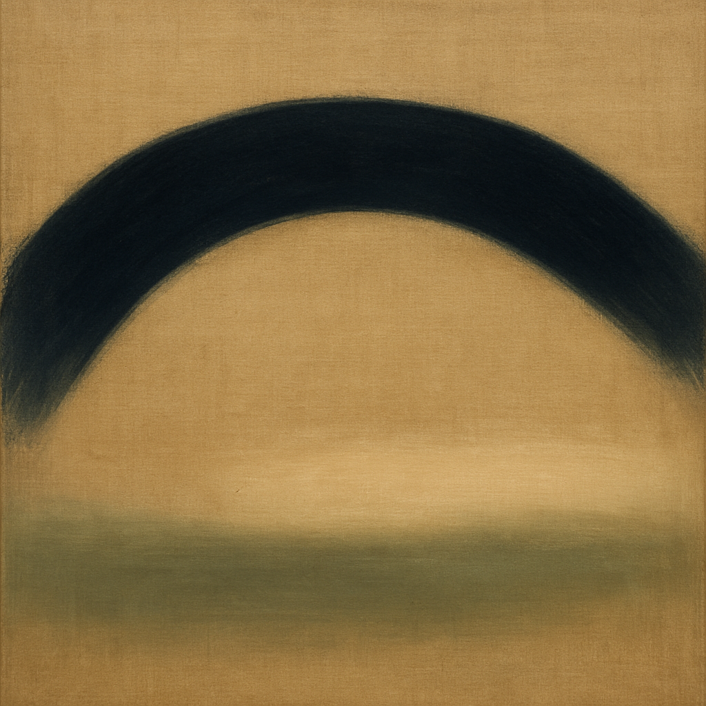 Navy Indigo & Warm Sand Sweep No. 2 - Modern Fine Art Oil Painting - View 1
