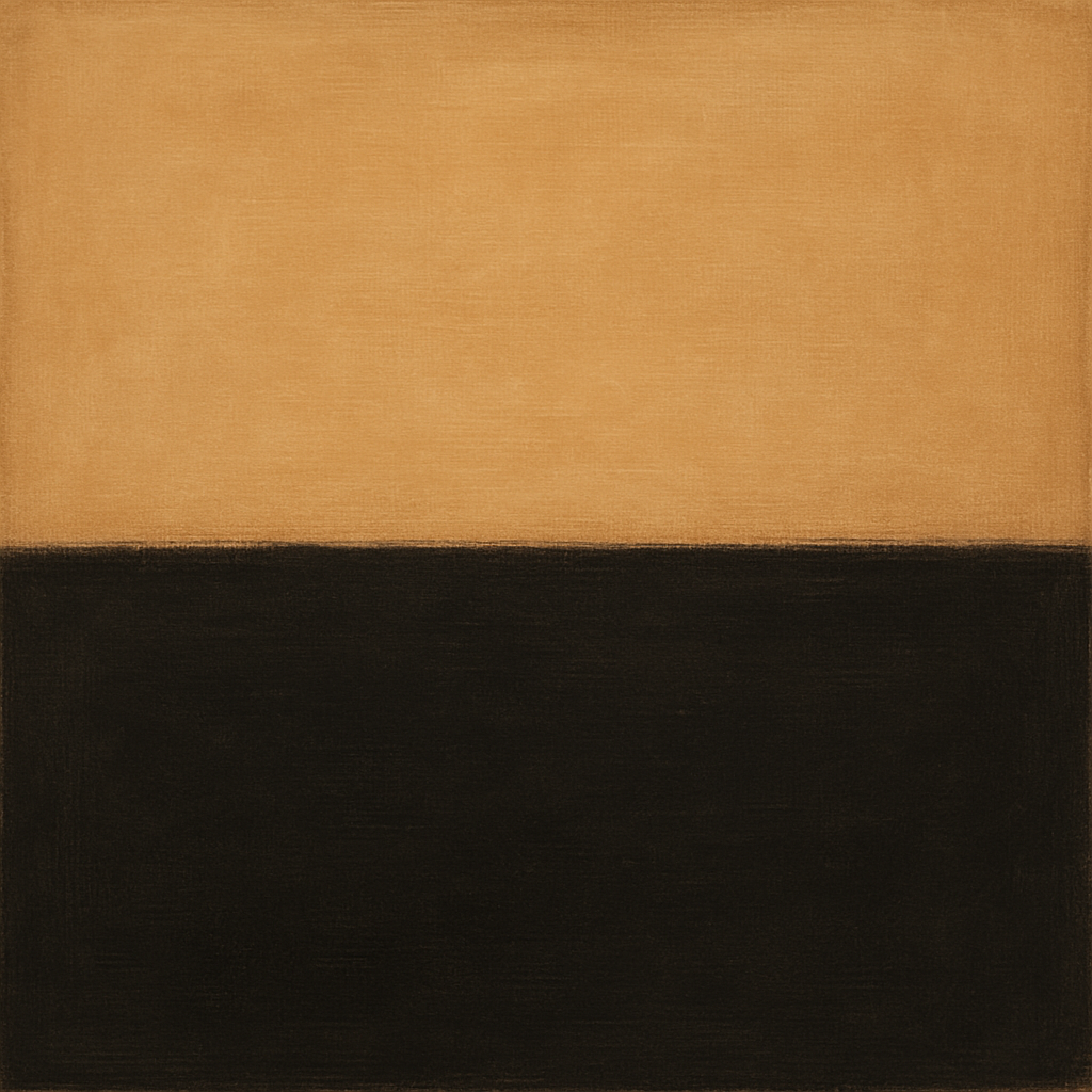Onyx & Warm Biscuit Horizon No. 9 - Modern Fine Art Oil Painting - View 1