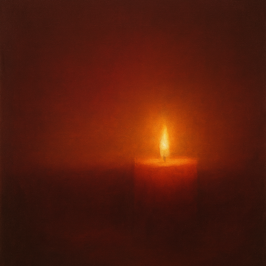 Deep Garnet & Amber Candlelight Horizon No. 16 Oil Painting 100% Hand Painted Oil on Belgian Linen Canvas, Original Fine Art Wall Decor