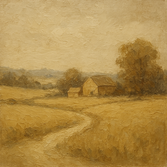 Earthy Linen Plaster Countryside Calm Oil Painting - 100% Hand-Painted Master Oil Painting